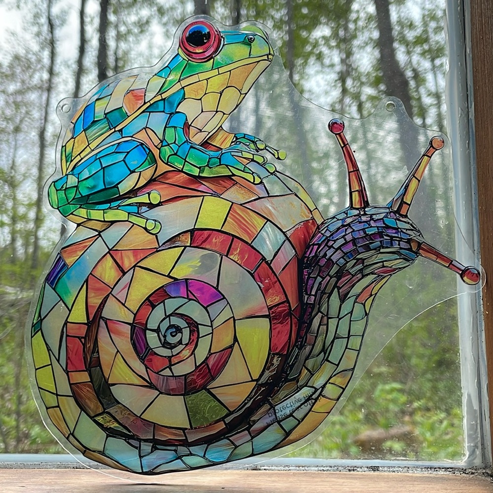 Suncatcher Acrylic Frog & Snail Decorative Faux Stained Glass Home Garden Decor